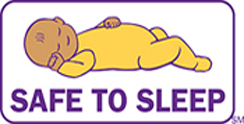 A photograph shows “Safe to Sleep” campaign logo.